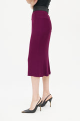 Dolce & Gabbana Purple & Black Pencil Midi Skirt