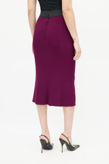 Dolce & Gabbana Purple & Black Pencil Midi Skirt