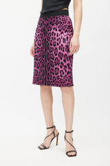 Dolce & Gabbana Purple & Black Printed Silk Skirt