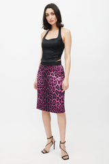 Dolce & Gabbana Purple & Black Printed Silk Skirt