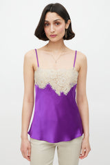 Dolce & Gabbana Purple & Cream Silk & Lace Camisole