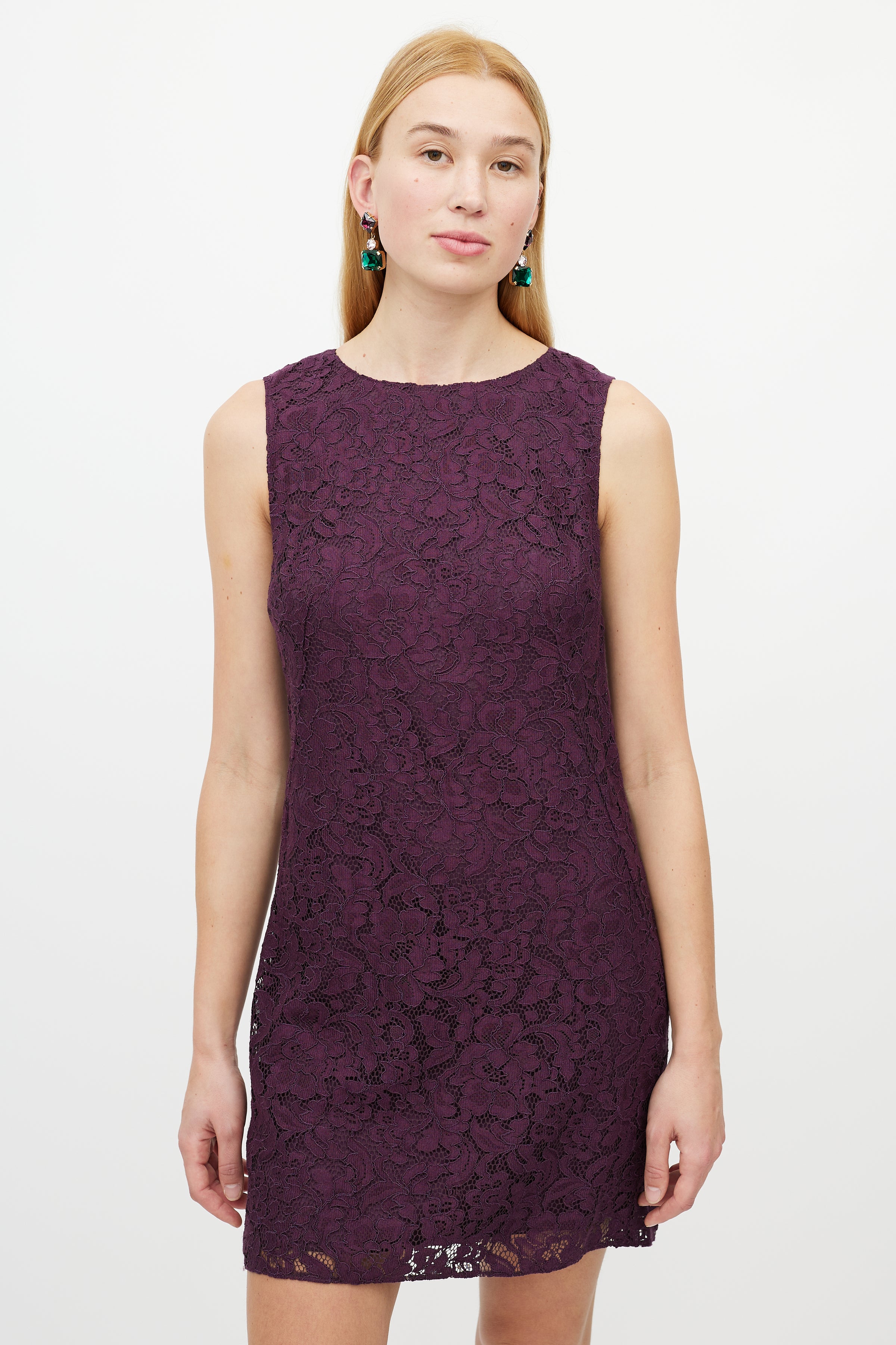 dolce and gabbana purple lace dress DOLCE GABBANA purple floral sheer lace overlay cocktail dress IT46 XL