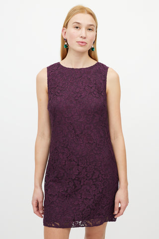Dolce & Gabbana Purple Floral Lace Dress