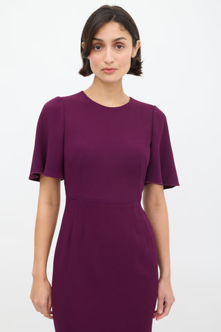 Dolce & Gabbana Purple Flutter Midi Dress