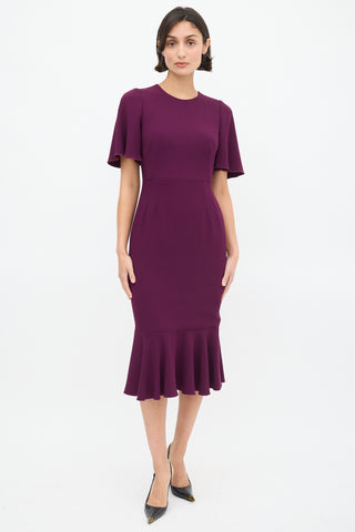 Dolce & Gabbana Purple Flutter Midi Dress