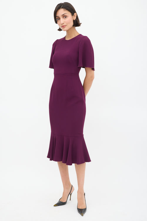 Dolce & Gabbana Purple Flutter Midi Dress