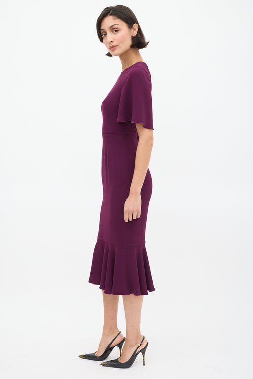 Dolce & Gabbana Purple Flutter Midi Dress