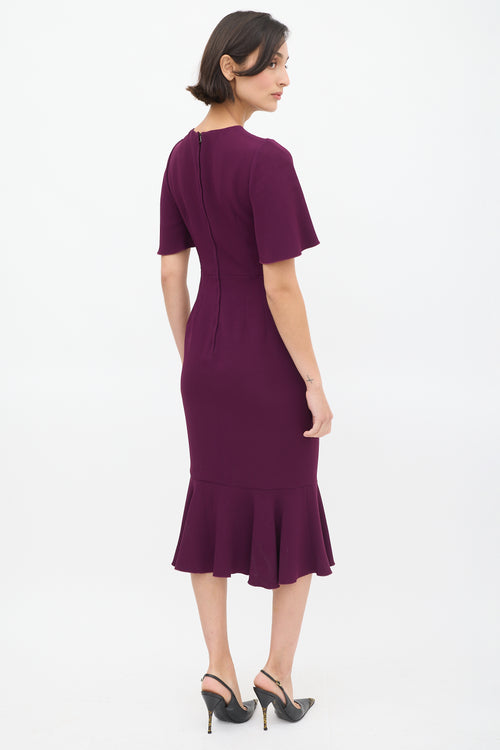 Dolce & Gabbana Purple Flutter Midi Dress