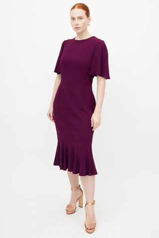 Dolce & Gabbana Purple Ruffled Midi Dress