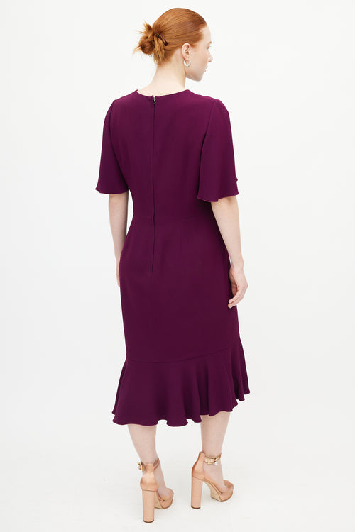 Dolce & Gabbana Purple Ruffled Midi Dress