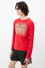 Dolce & Gabbana Red & Black Knit Logo Top
