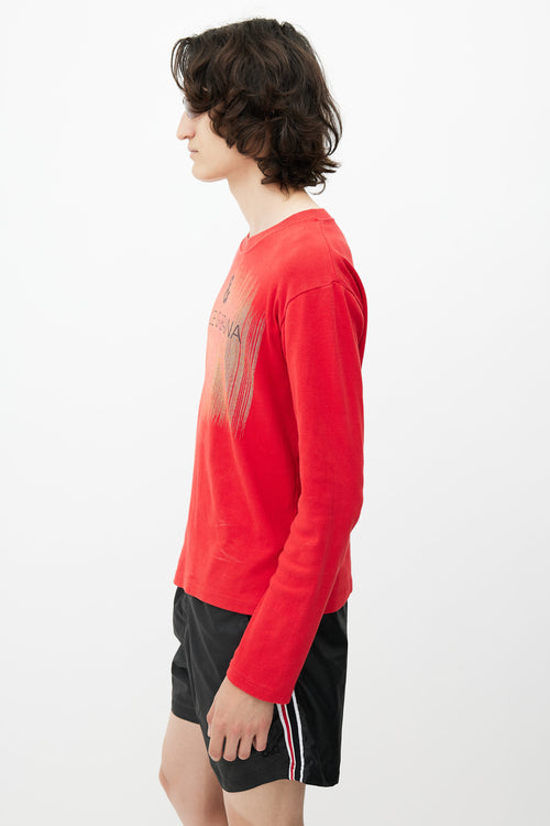 Dolce & Gabbana Red & Black Knit Logo Top