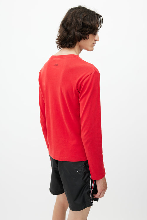 Dolce & Gabbana Red & Black Knit Logo Top