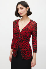 Dolce & Gabbana Red & Black Sparkly Printed Cardigan