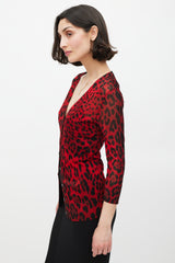 Dolce & Gabbana Red & Black Sparkly Printed Cardigan