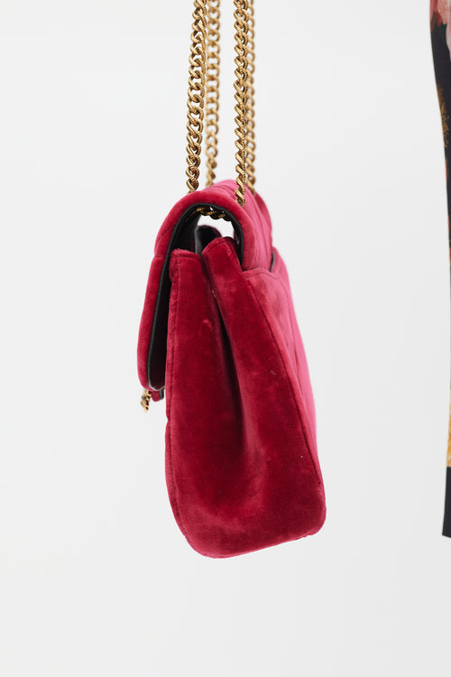 Dolce & Gabbana Red & Gold Velvet Large Devotion Bag