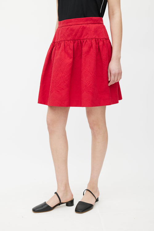 Dolce & Gabbana Red Jacquard Floral Skirt