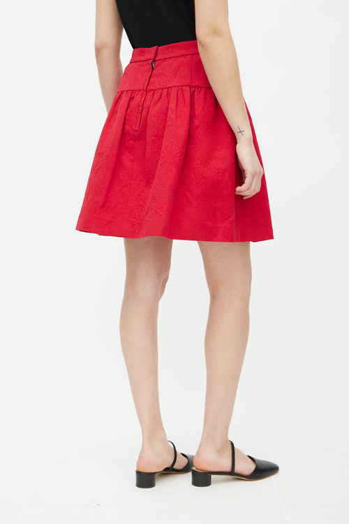 Dolce & Gabbana Red Jacquard Floral Skirt