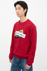Dolce & Gabbana Red Layered Box Logo Crewneck