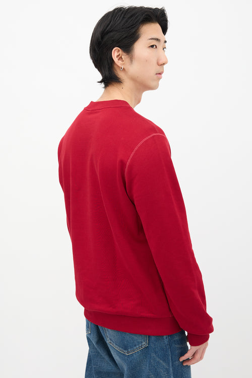 Dolce & Gabbana Red Layered Box Logo Crewneck