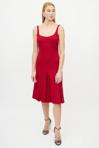 Dolce & Gabbana Red Sleeveless Godet Dress