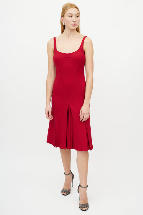 Dolce & Gabbana Red Sleeveless Godet Dress