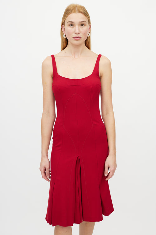Dolce & Gabbana Red Sleeveless Godet Dress