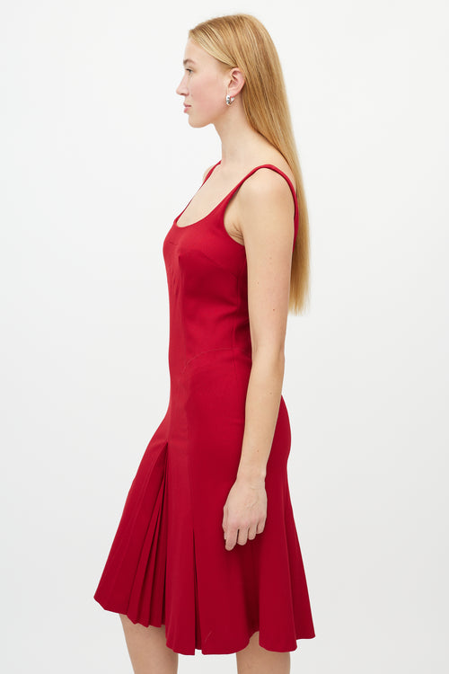 Dolce & Gabbana Red Sleeveless Godet Dress