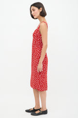 Dolce & Gabbana Red & White Polka Dot Midi Dress