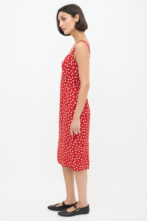 Dolce & Gabbana Red & White Polka Dot Midi Dress