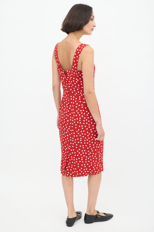 Dolce & Gabbana Red & White Polka Dot Midi Dress