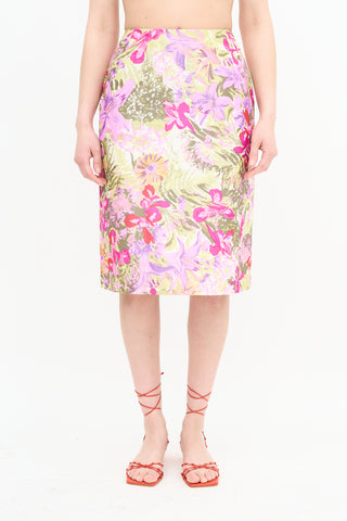 Dolce & Gabbana Satin Floral Skirt
