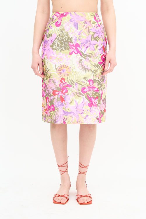 Dolce & Gabbana Satin Floral Skirt