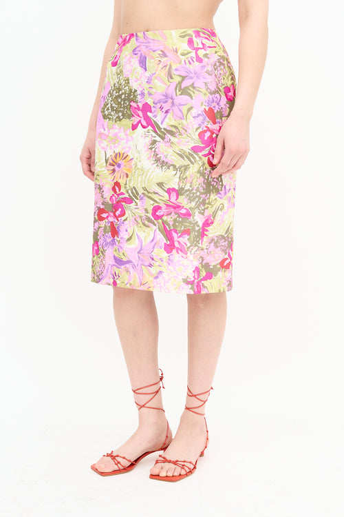 Dolce & Gabbana Satin Floral Skirt
