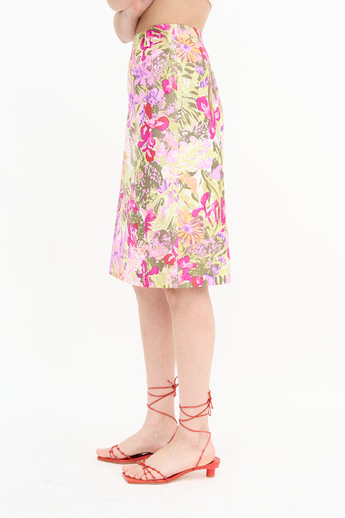 Dolce & Gabbana Satin Floral Skirt