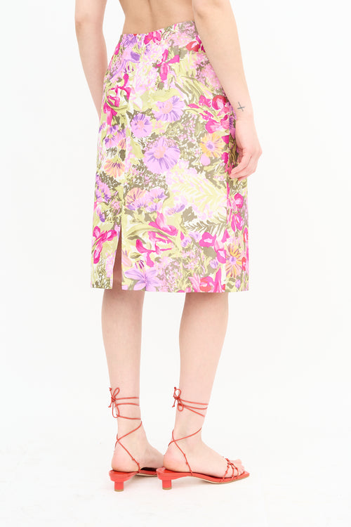 Dolce & Gabbana Satin Floral Skirt