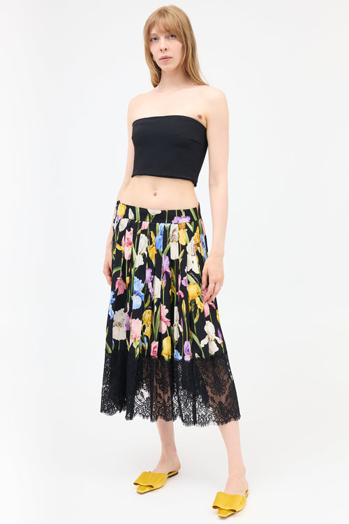 Dolce & Gabbana Silk Floral Pleated Skirt