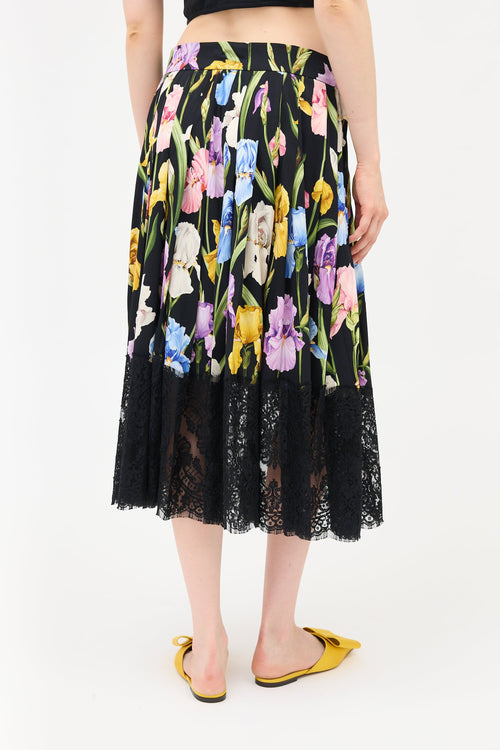 Dolce & Gabbana Silk Floral Pleated Skirt