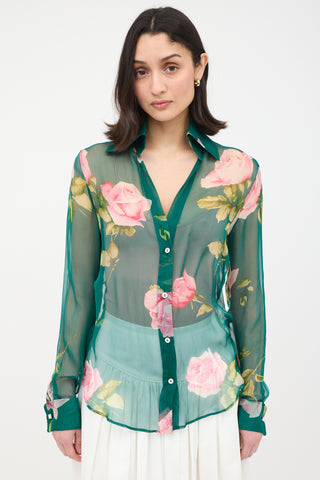 Dolce & Gabbana Silk Floral Sheer Shirt