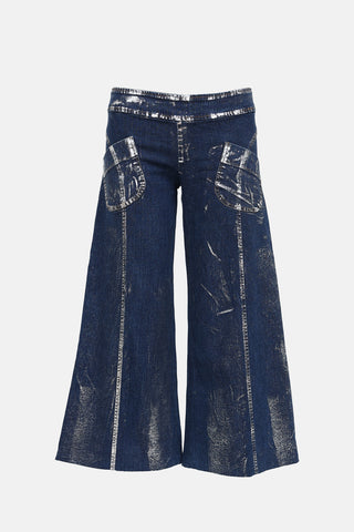 Splatter Wide Leg Cropped Jeans
