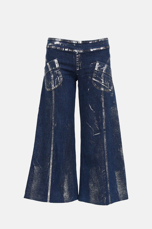 Splatter Wide Leg Cropped Jeans