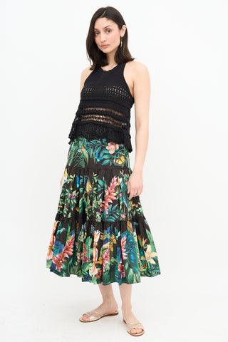 Dolce & Gabbana Tiered Tropical Print Skirt