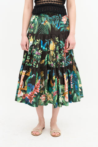 Dolce & Gabbana Tiered Tropical Print Skirt