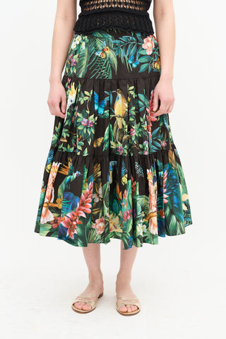 Dolce & Gabbana Tiered Tropical Print Skirt