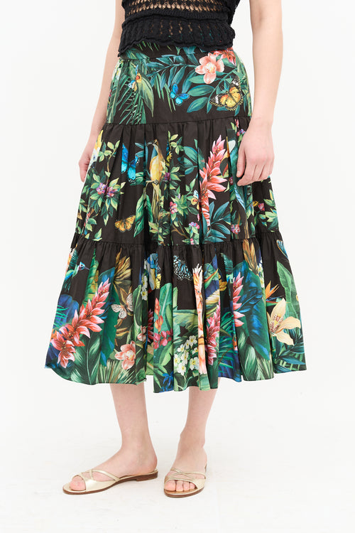 Dolce & Gabbana Tiered Tropical Print Skirt