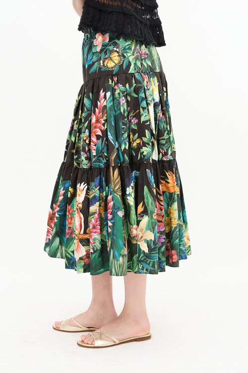 Dolce & Gabbana Tiered Tropical Print Skirt