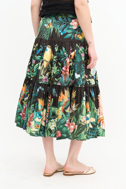 Dolce & Gabbana Tiered Tropical Print Skirt