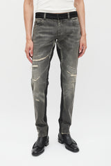 Dolce & Gabbana Washed Black Distressed Skinny Jeans