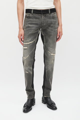 Dolce & Gabbana Washed Black Distressed Skinny Jeans