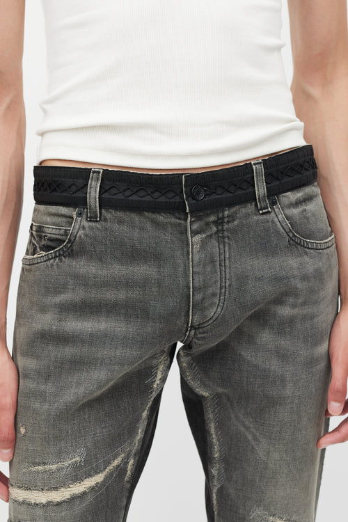 Dolce & Gabbana Washed Black Distressed Skinny Jeans